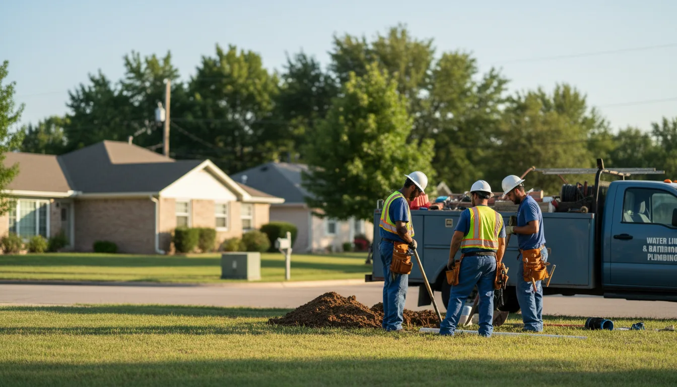 Residential water line and bathroom plumbing service in Industry, TX